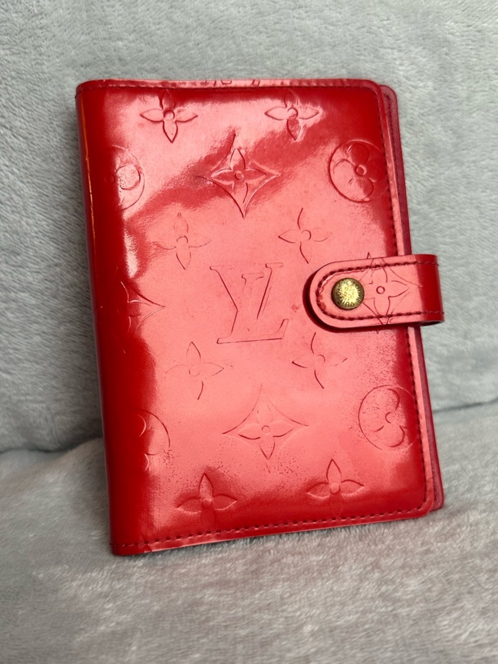 Louis Vuitton Red Vernis PM Agenda Planner Cover Passport Holder Wallet 💋